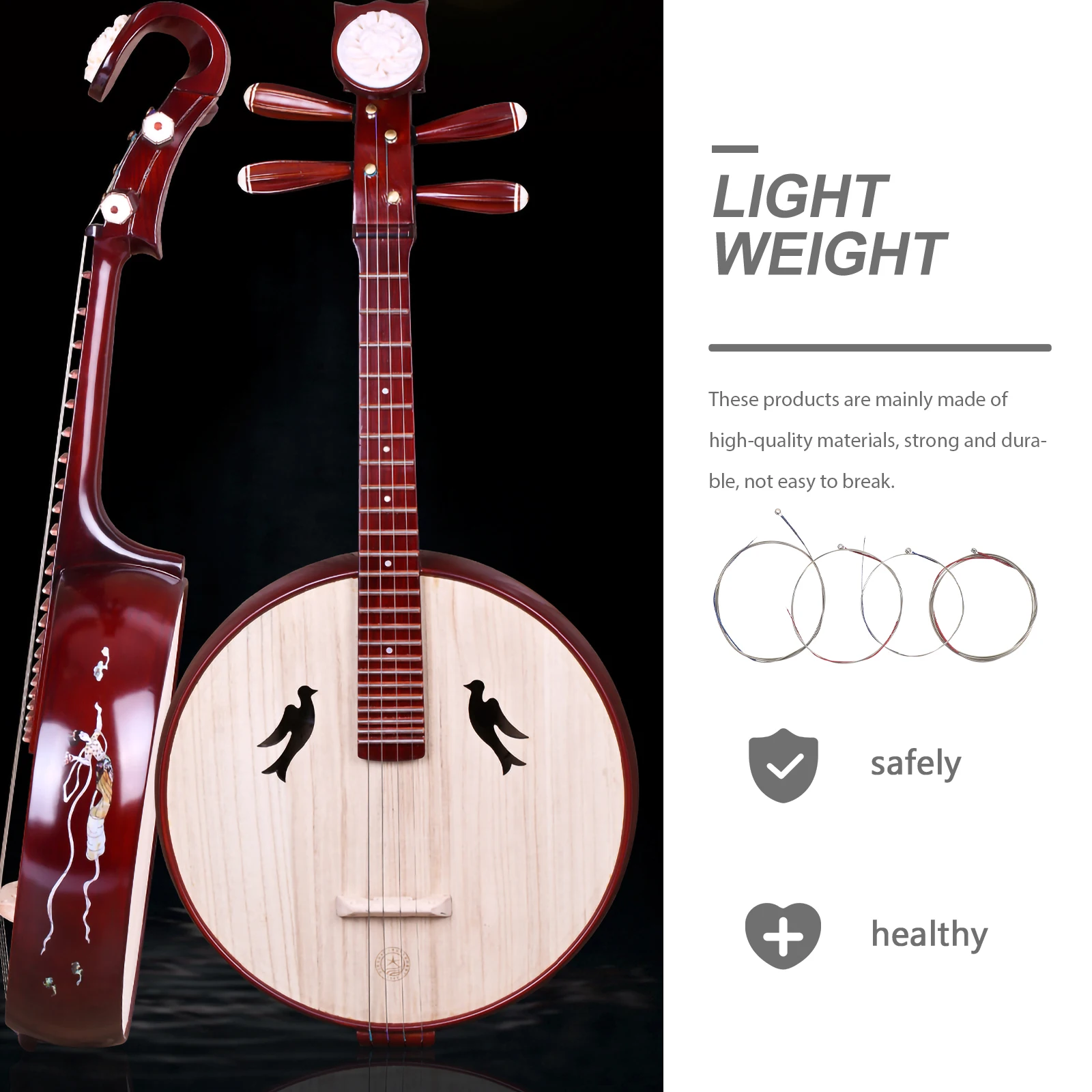 

4 Pcs Zhongruan Strings High Quality Alloy Replacement Parts Middle Ruan Instrument Accessories Music Supplies Durable Easy Use