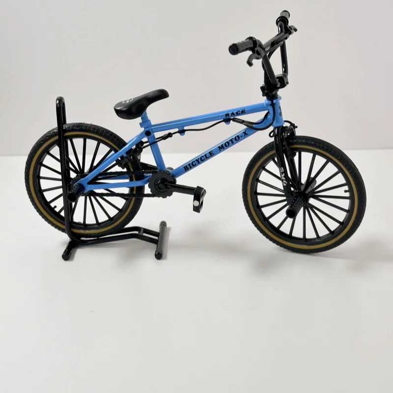 1:8 Mini Model Alloy Bicycle With Parking Rack Diecast Decoration Metal Mountain Finger Blue Bmx Bike Simulation Gifts Boys Toys