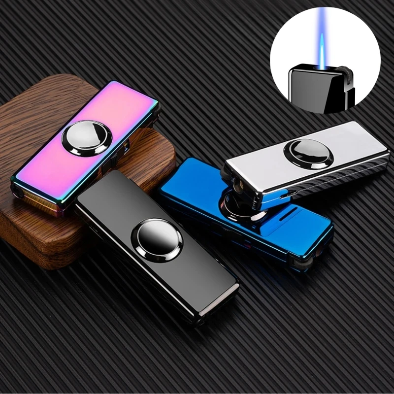 

Metal Inflatable Lighter Fingertip Gyroscope Outdoor Windproof Direct Charge High Flame Smoking Accessories Lighter Men's Gift