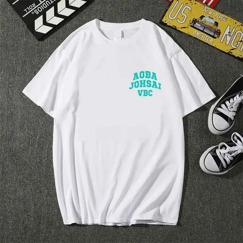 fashion heavyweight Haikyuu Aoba Johsai VBC Uniform T Shirt Unisex Kawaii Summer Tops Cartoon Karate Graphic Tees Male Harajuku