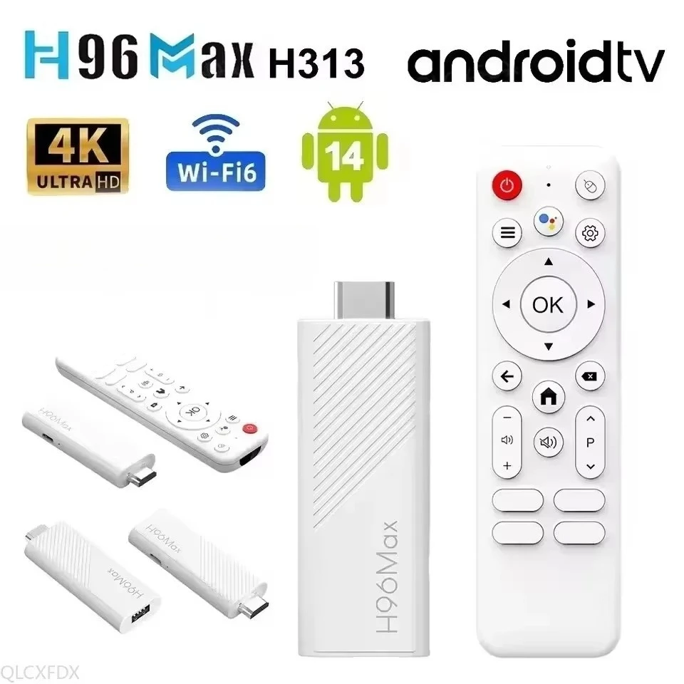 أحدث جهاز Android 14.0 TV Stick HD 4K Mini TV Stick 2GB 8GB 2.4G&5G Android TV Stick Allwinner H313 رباعي النواة دونغل مع جهاز تحكم عن بعد