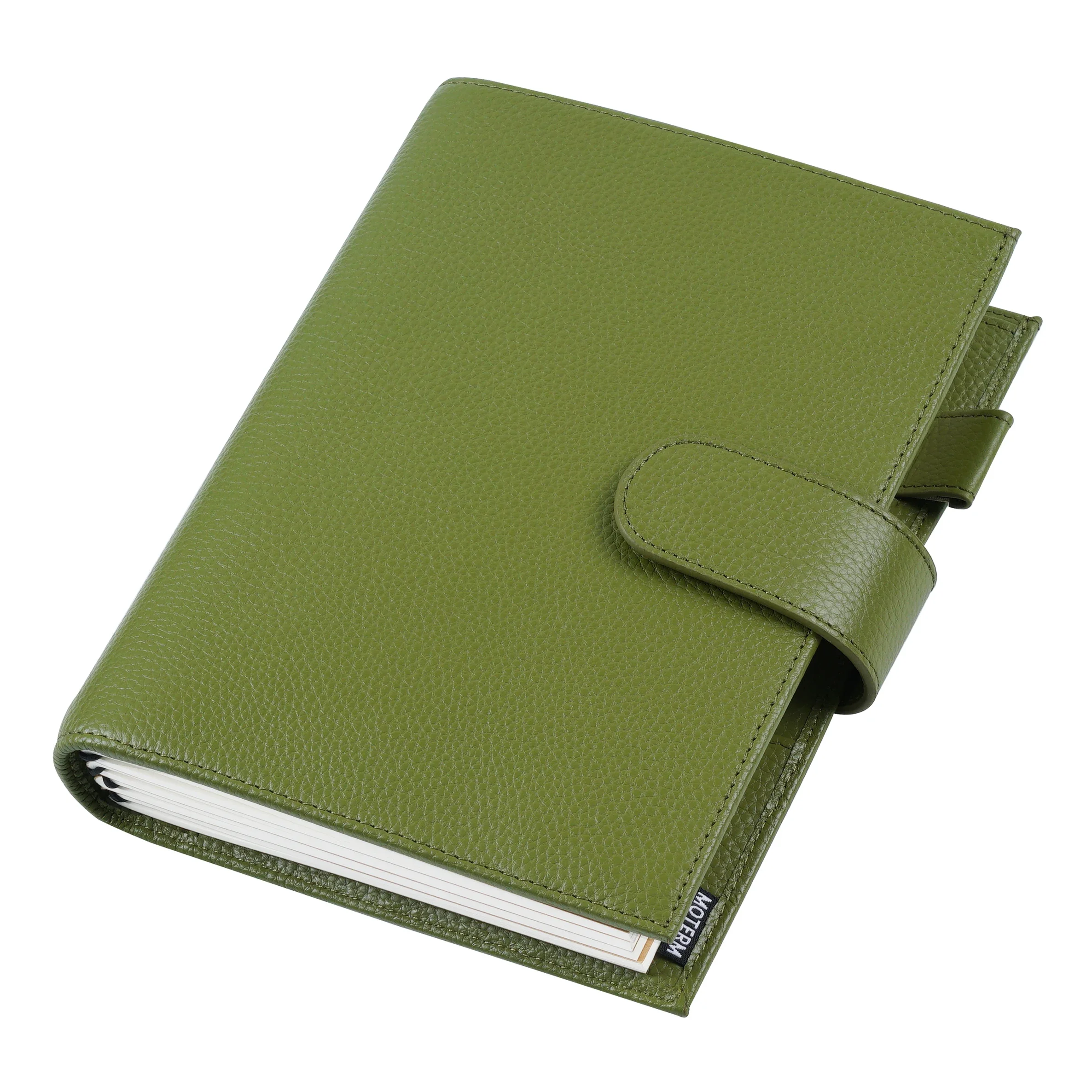 Imagem -06 - Caderno de Viagem Moterm-companion Diário Tamanho a5 Genuine Pebbled Grain Organizador de Couro com Bolso Traseiro e Tira de Couro