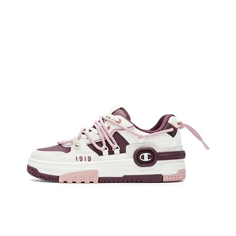 chaussures-de-skateboard-basse-champion-pour-femme-blanc-lait-rouge-brun-nuit-u4dfctw07l3