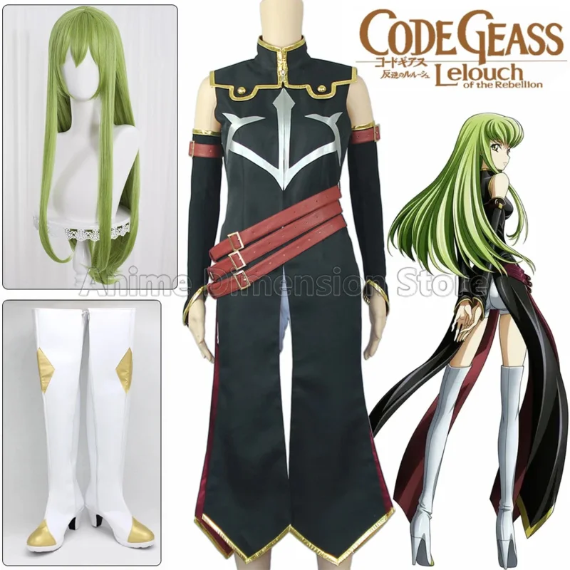 Anime código geass rainha cc cosplay traje halloween carnaval bruxa uniformes pretos feminino terno de batalha estoques conjunto completo feito sob encomenda