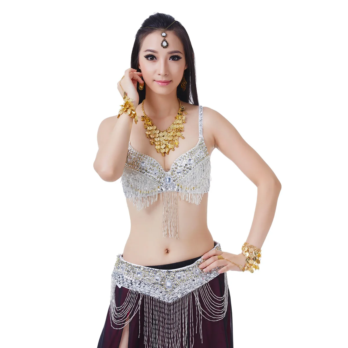 Belly Dance Bailey Unilateral Shawtz Hai Ndekostumbs Sequin Tassels Stage Performance Dance Accessories