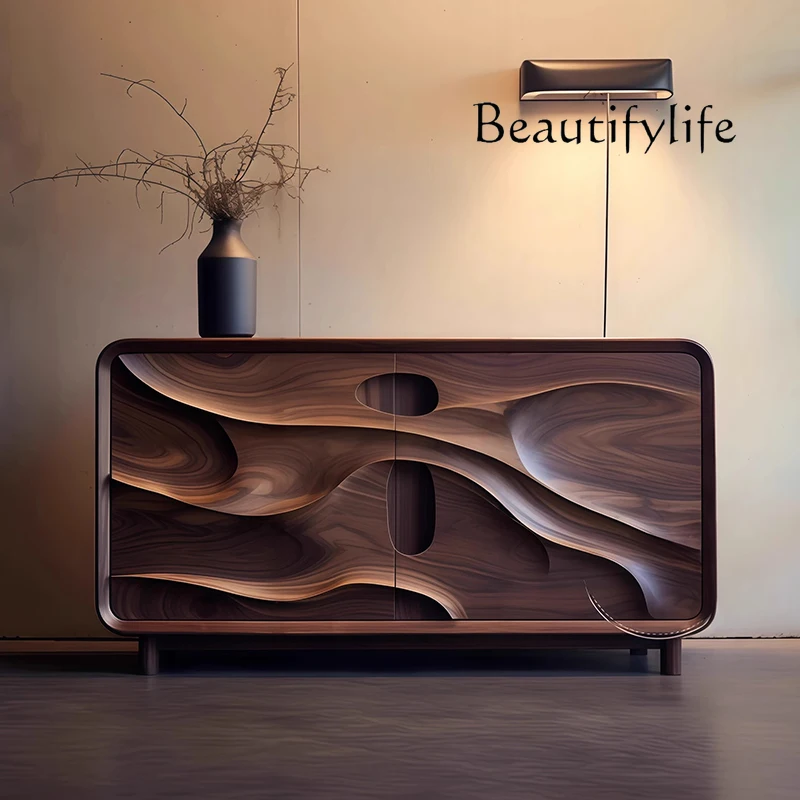 

Medieval style North American black walnut solid wood living room against the wall locker designer retro side cabinet