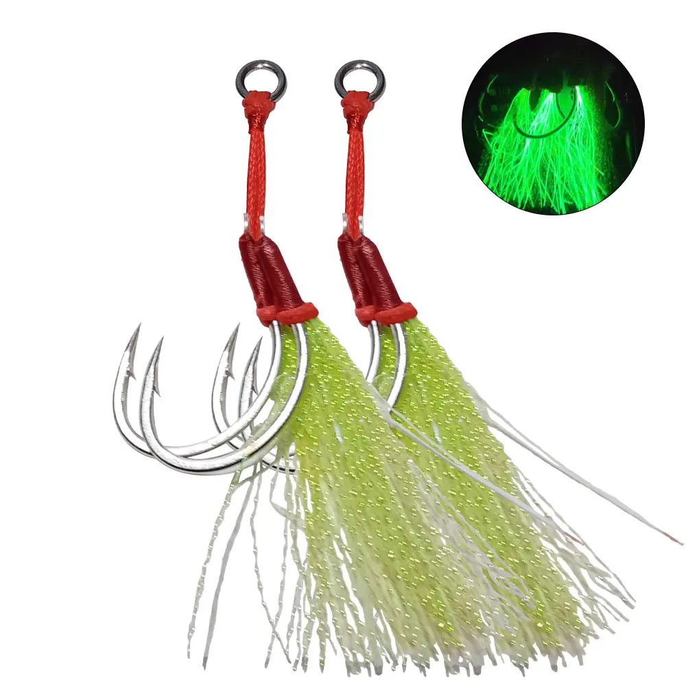 

5Pairs/bag Lure Jig Hooks 5/0 Glow Steel Stainless Wire Barbed Hooks Sea Fishing Assist Hook Jigging Tackle Carbon Pesca Leurre