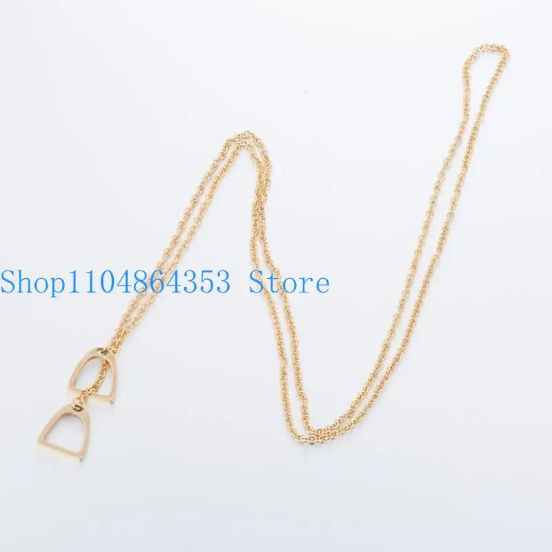 652F Stylish Horse Lariat Necklace Beautiful Horse Necklace Jewelry Unique Neckchain with Horseshoe Pendant