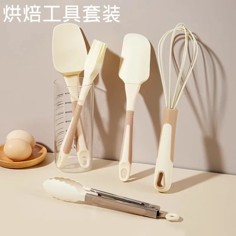 5-Piece Silicone Baking Tool Set – Spatula, Whisk, Tongs, Brush & Scraper, Heat-Resistant Food-Grade Kitchen Utensils
