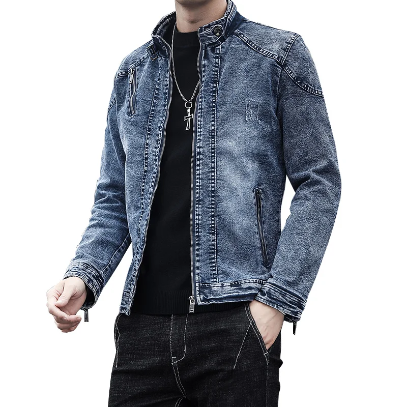 

Casual Jeans Denim Jackets Oversized Blue Jacket For Men'S 2022 Spring Autumn Pocket Fashion Outwear Design