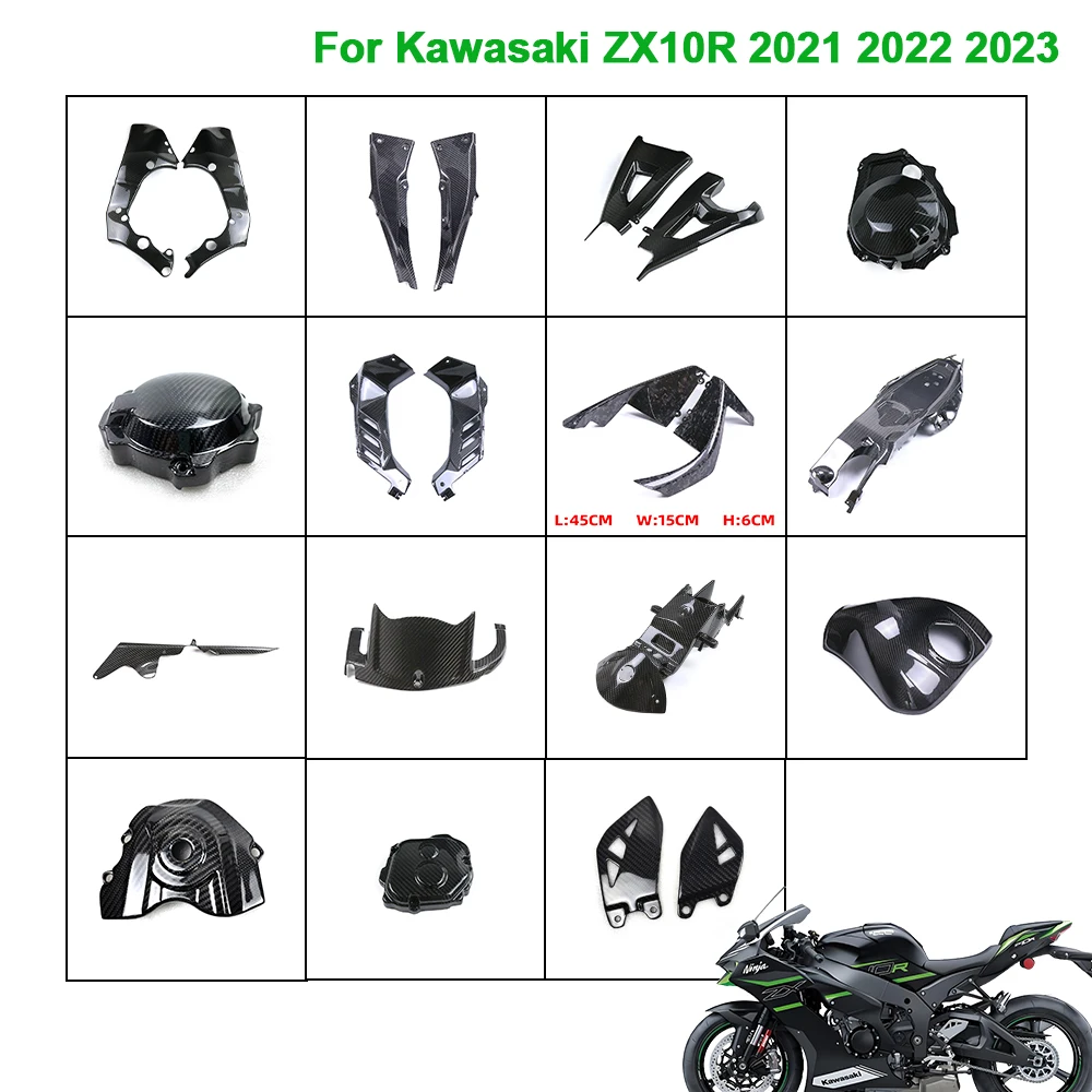 

For Kawasaki ZX10R 2021+ Motorcycle Accessories Modified 3K 100%Carbon Fiber Decoration Fuel Tank Cover Side Panels Fairing Kits