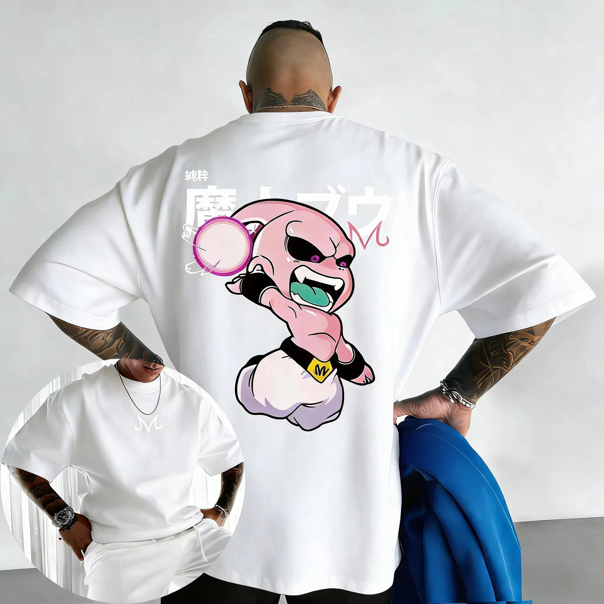 2026 Neues Dragon Ball Anime Baumwoll-T-Shirt Sommer Majin Buu Bedruckt Herren Damen und Kinder Street Hip Hop Lässiges Kurzarm-Oberteil – Detail 4