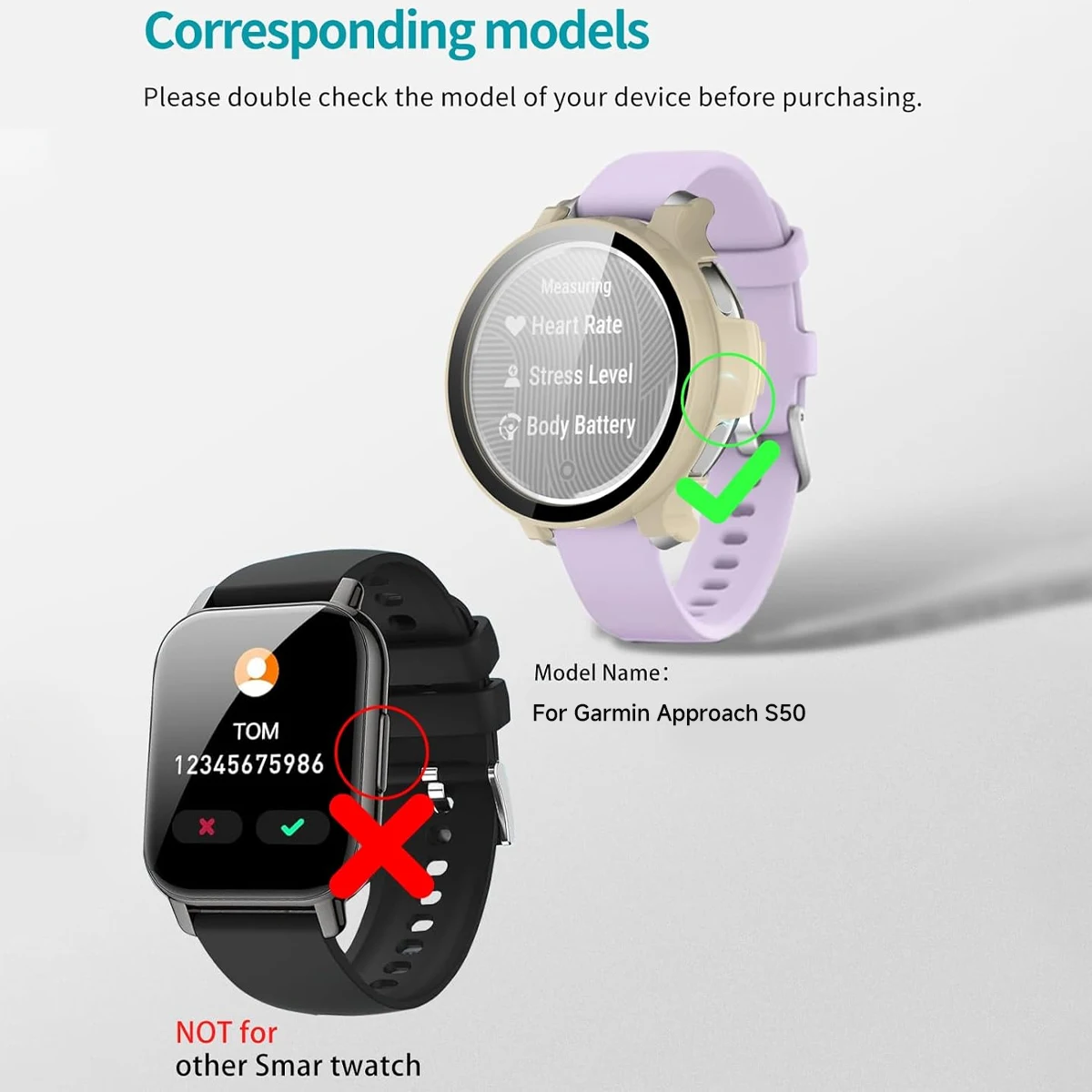 Tempered Glass Case For Garmin Approach S50 Watch Full Coverage Bumper Protective Shell For Garmin Approach S50 Screen Protector