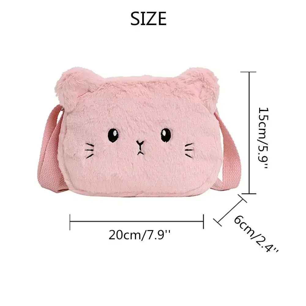 DE11 borsa a tracolla per bambini in peluche morbido carino Cartoon Cat neonate Messenger piccole borse