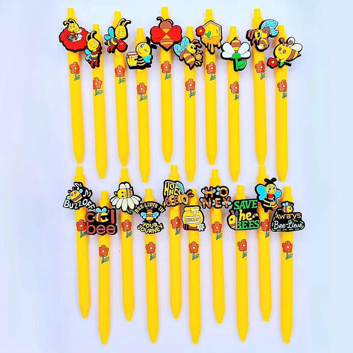 6PCS/12PCS bee ballpoint pen bee flower printing gel pen office learning gift ballpoint pen