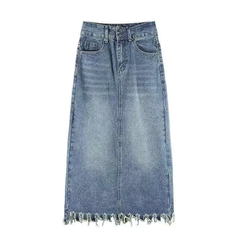 

European and American Street Trend Women's Denim Half Body Skirt. New Fashionable Patchwork Denim Long Skirts for Spring Summer