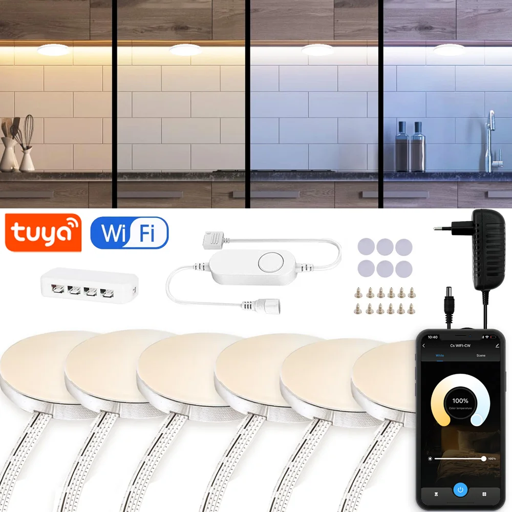 

High Brightness DC12V Tuya Wifi CCT Under Cabinet Light 2700K-6500K Dimmable Kitchen Counter Furniture Decor fr Alexa GoogleHome