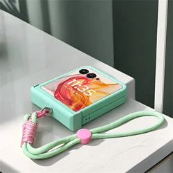 Luxury Candy Color Portable Adjustable Hand Strap Case for Motorola Razr 70 40 50 60 Ultra For Samsung Galaxy Z Flip 8 7 6 5 4