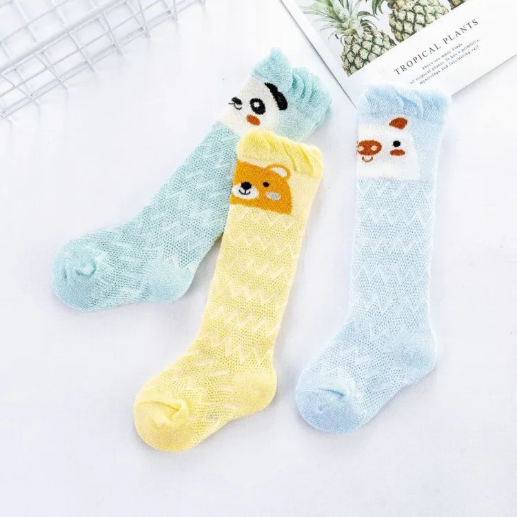 

3 пары/компл. гольфы для новорожденных, летние сетчатые тонкие носки с героями мультфильмов, хлопковые противомоскитные носки для маленьких мальчиков и девочек