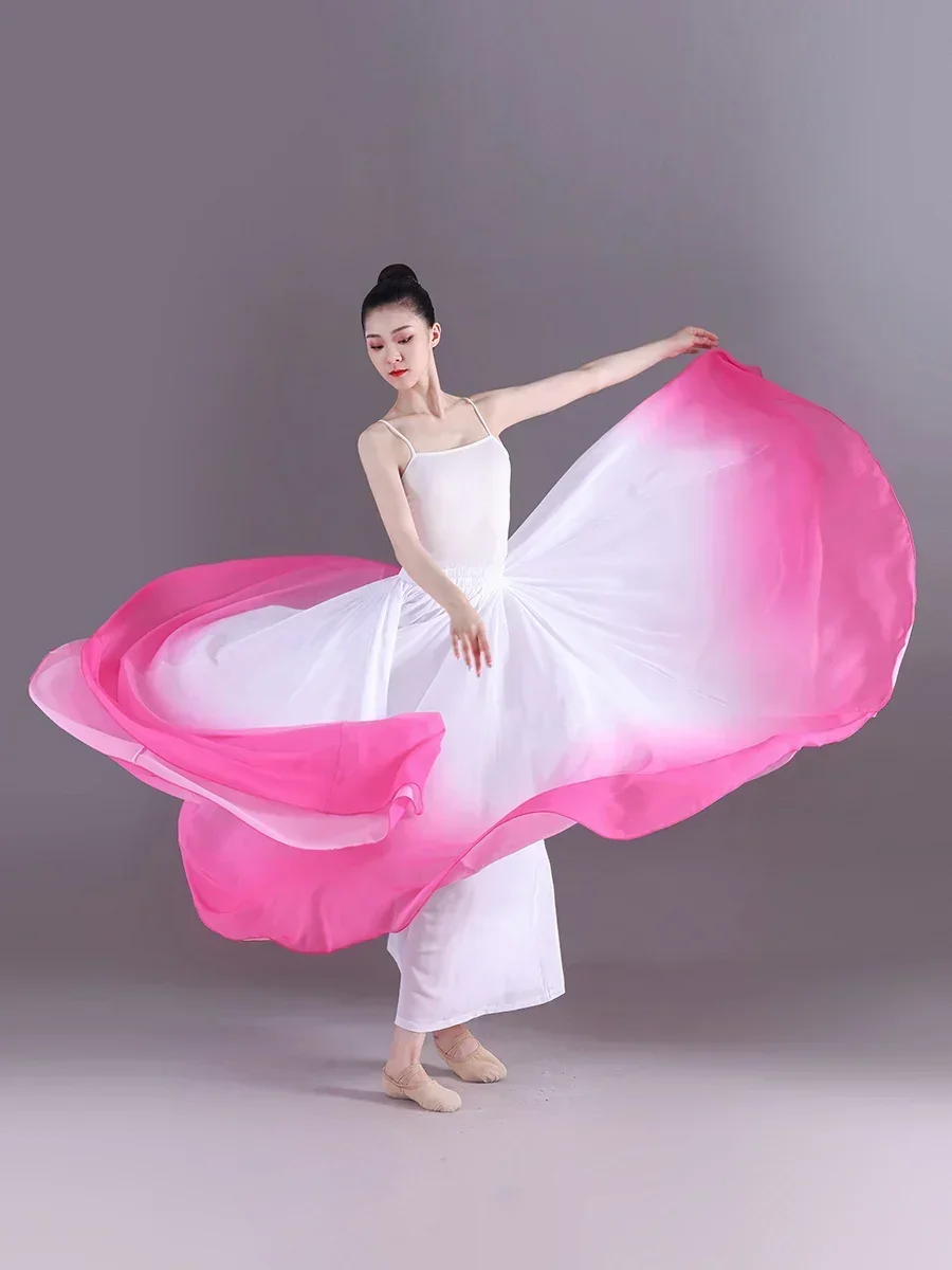 Gradient Color Modern Red Ballet Skirt Women Chiffon Adult Flamenco Skirt Long Women Ballroom Women Classical dance Skirt