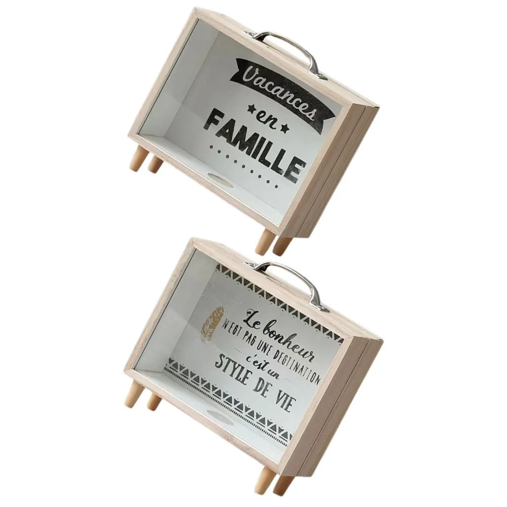 

2Pcs Wooden Money Bank Clear Window Design Multi Functional Storage Box for Coins Office Bedroom Decoration