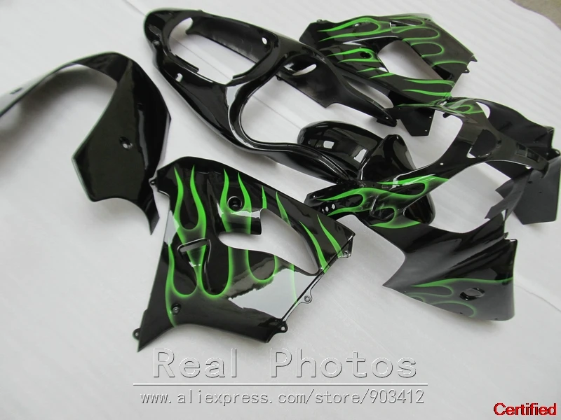 

New Fairing Kit For Kawasaki Ninja ZX9R 2000 2001 Green Flames Black Motorcycle Fairings Set ZX9R 00 01 OY02