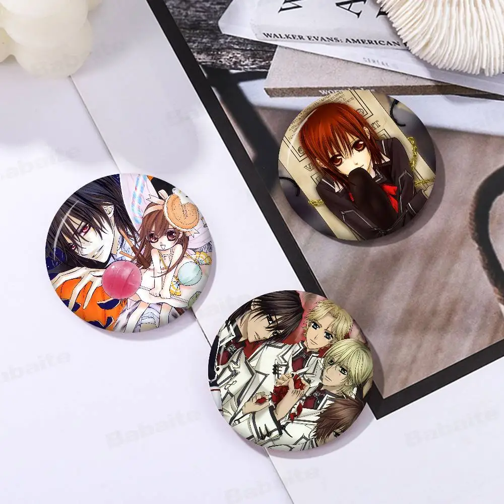 Anime V-Vampire K-Knight Round Button Pins Slogan Creative Brooches Backpack Clothes Decoration Fashion Cartoon Jewelry Gifts
