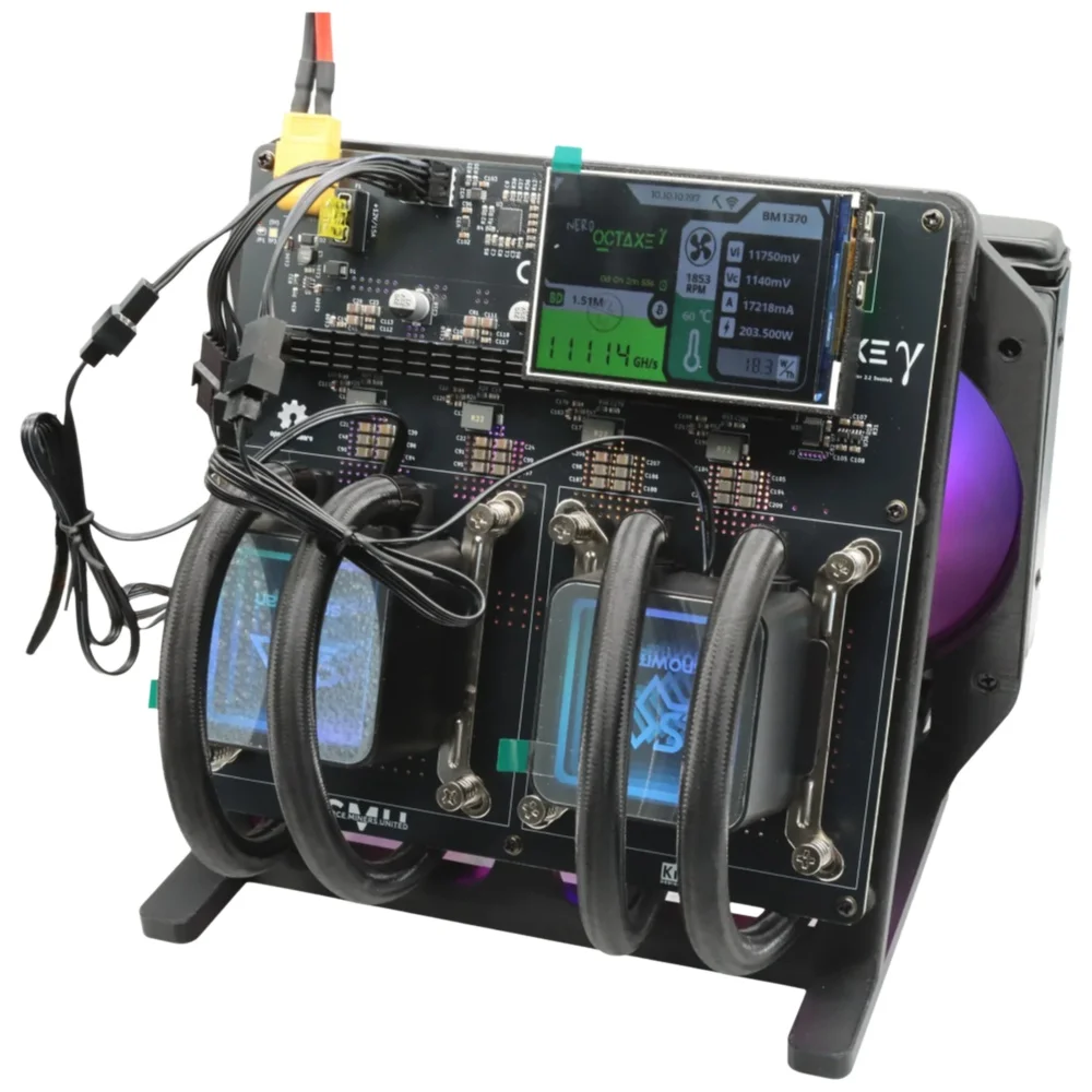 Nerdoctaxe Rev2.2 Hydro 11Th/s 190W 3,5-Zoll-Display Open-Source-Heim-Bitcoin-Miner mit Mean Well Netzteil
