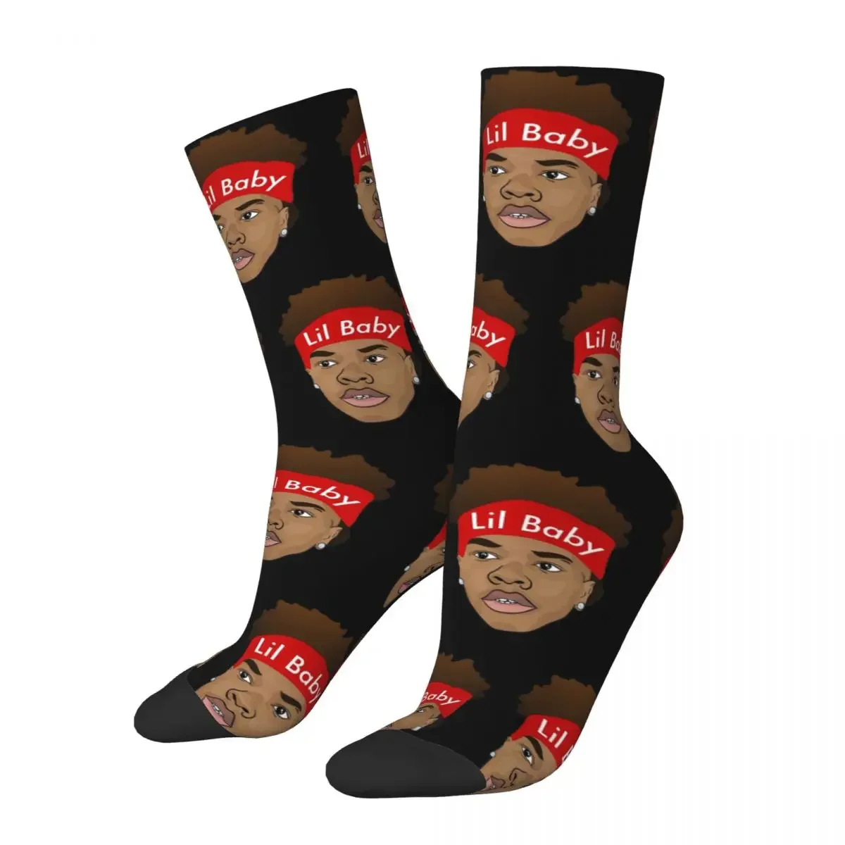 

Crazy Design Cool Lil Baby Design Theme Basketball Socks Merchandise All Season Rapper Hip Hop Super Soft Middle Tube Socks