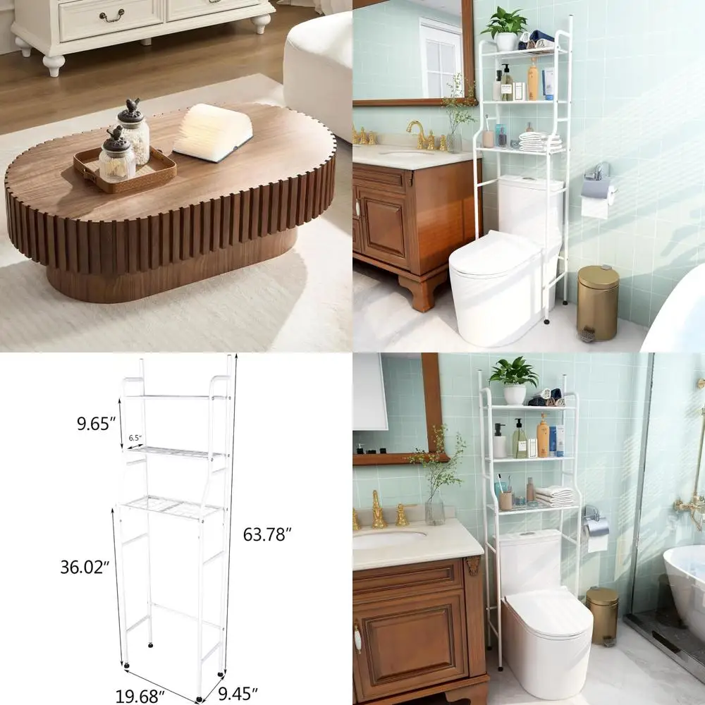 

Органайзер для хранения над унитазом с 3 полками, белый, компактная полка для ванной комнаты, угловая подставка для эффективного хранения туалета