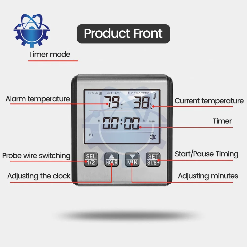 TP700/TP710 Electronic Barbecue Thermometer With Timer Instant Read Wired Digital For Meat Food Grill BBQ Cooking Kitchen Probe