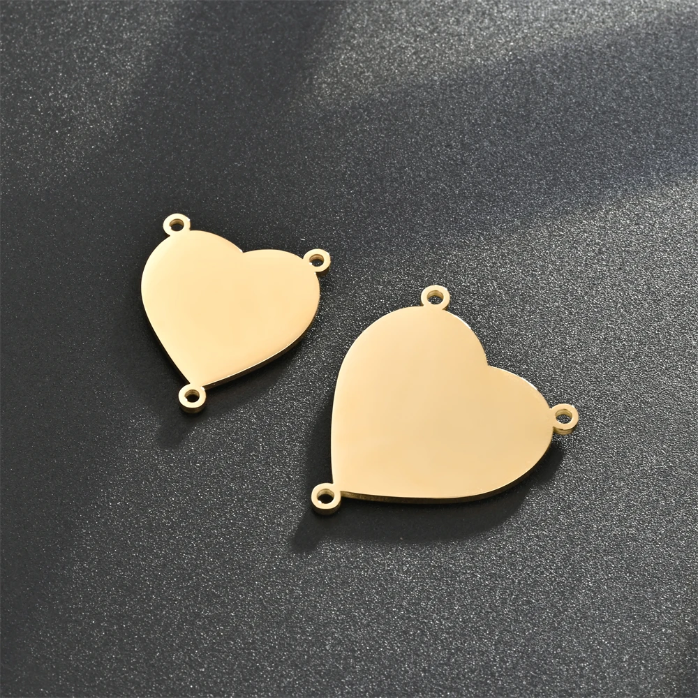 10 Stück/Set Edelstahl 3-Loch-Herz-Anhänger für Halsketten, DIY-Zubehör zum Anpassen und Basteln – Detail 3