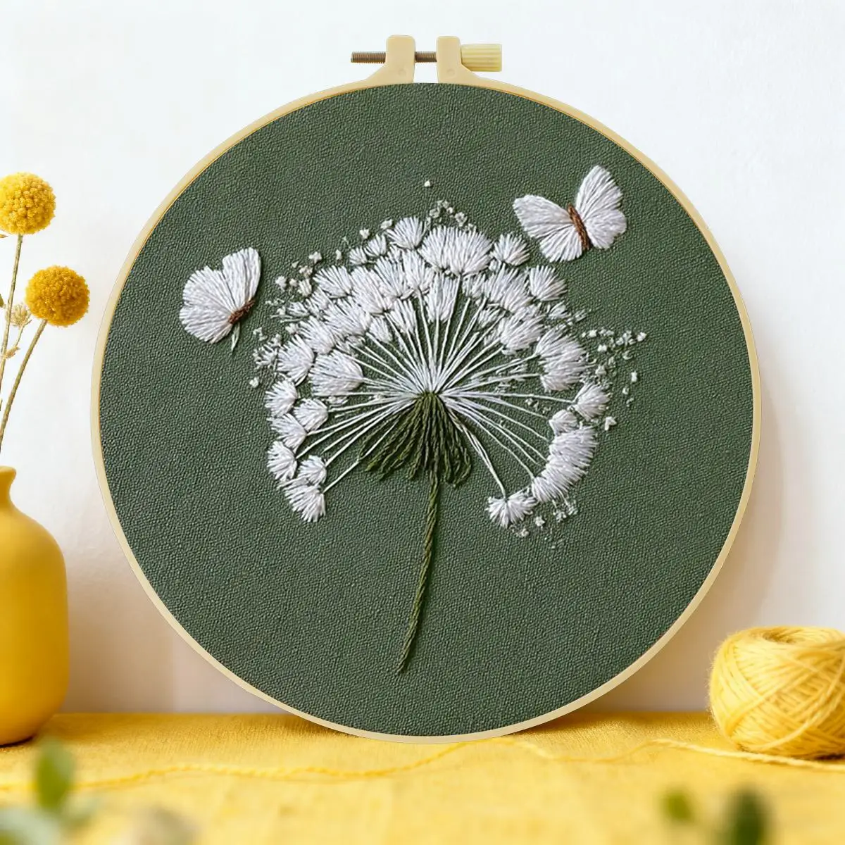 1pc 20X20CM/15X15CM 7.87/6.3inch Dandelion Embroidery Starter Kit DIY Kit DIY Embroidery Kit Manualidades Craft Painting