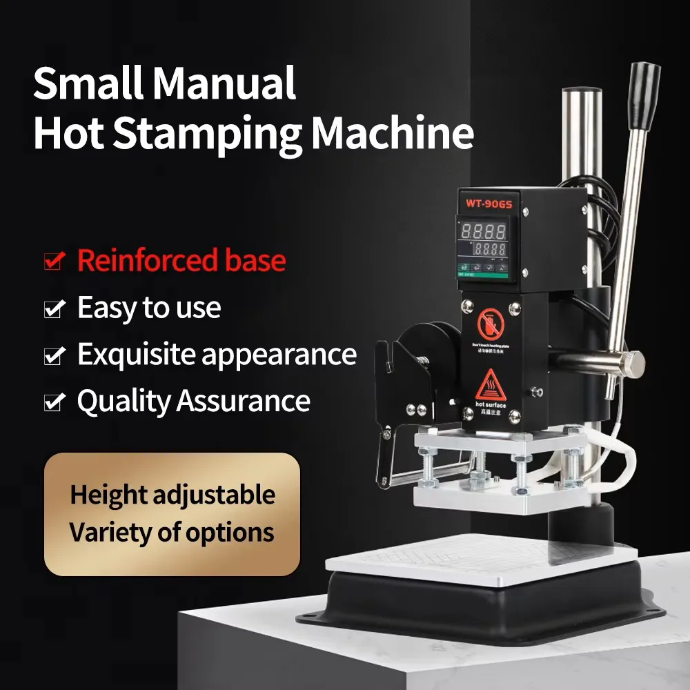 

Manual multifunctional hot stamping machine for leather, plastic, wood, and wallets -WT-90GS solid type manual embossing machine