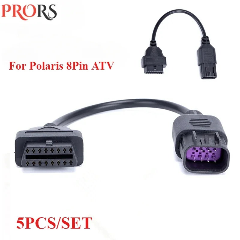 5PCS/SET Polaris 8Pin OBD ATV Motorcycle Connection Cable New Diagnostic Adapter for RZR/Ranger/General/Sportsman/ACE/Slingshot