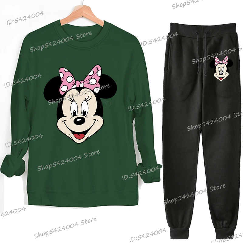جديد ميني ماوس طباعة المرأة موضة ملابس رياضية غير رسمية في الهواء الطلق السراويل البلوز 2 قطعة مجموعة فضفاضة ميني ملابس رياضية نسائية البدلة #5