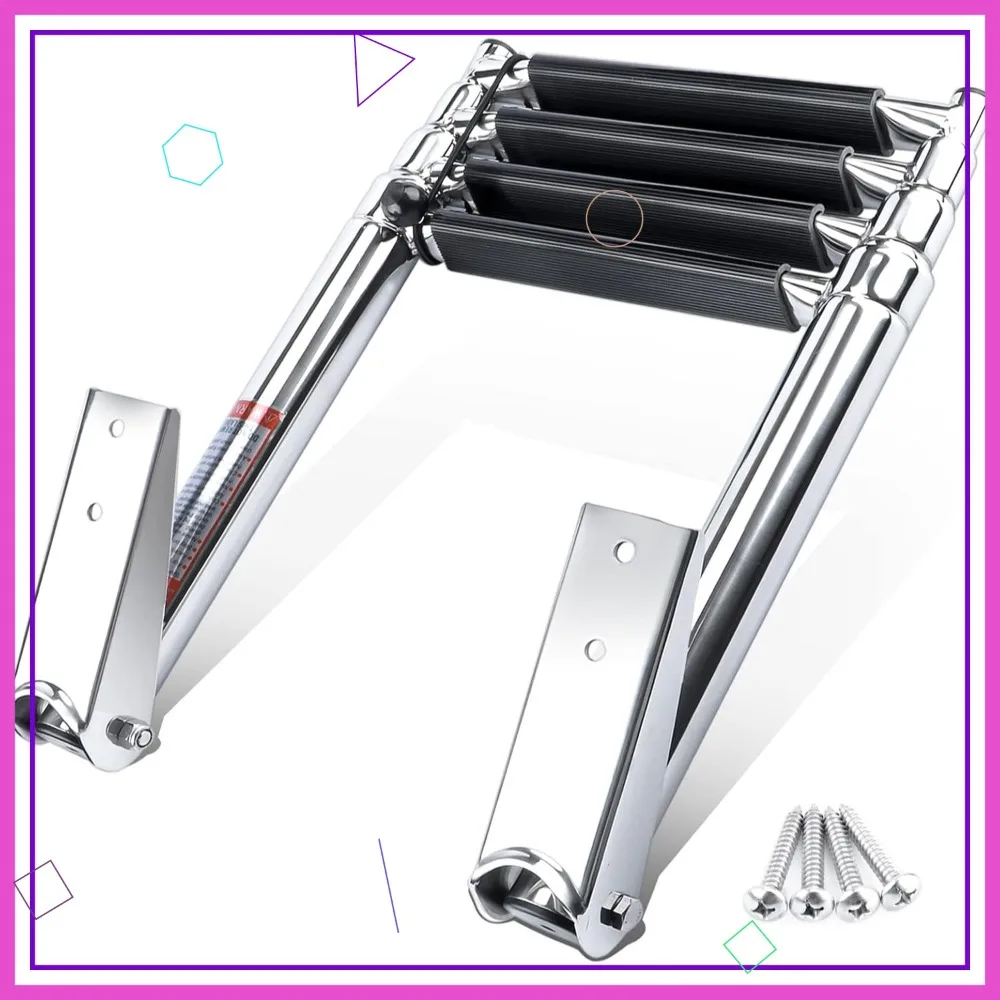 

4-ступенчатая телескопическая лестница для лодки, понтонная лестница из нержавеющей стали, грузоподъемность 900 фунтов для морской безопасности