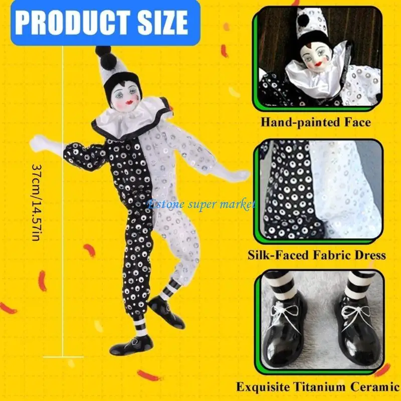 Accessoires poupée arlequin en porcelaine 16 pouces, ornements artistiques, décors Table bureau à collectionner