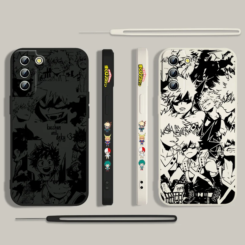 Anime My Hero Academia Phone Case For Samsung Galaxy S24 S23 S22 S21 S20 Pro FE Plus Ultra Liquid Left Rope Cover