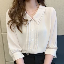 Blouse Women Blusas Mujer De Moda 2024 Women Blouses Summer Short Sleeve Women Shirts Chiffon Blouse Shirt Women Tops Blusa D328