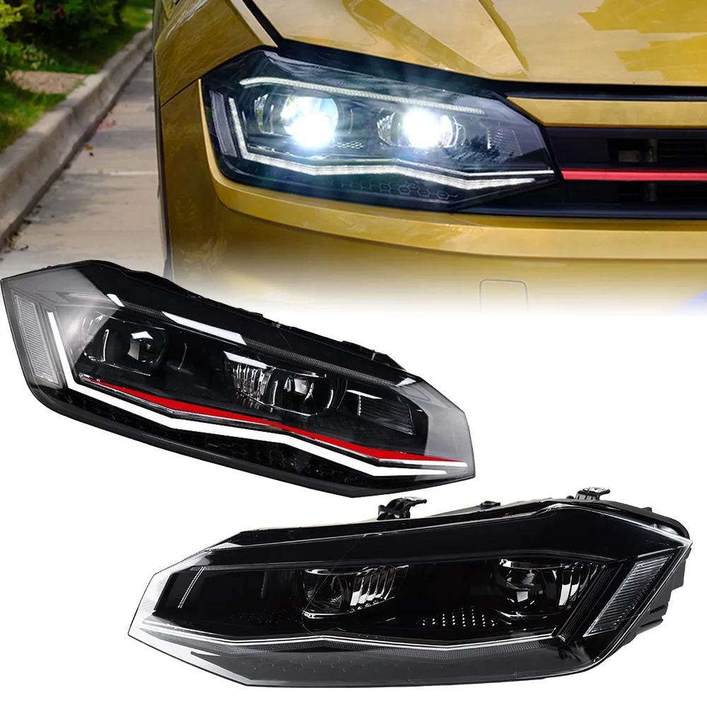 Headlights For VW POLO 2019-2022 DRL Daytime Running Lights Head Lamp LED Bi Xenon Bulb Fog Lights Tuning POLO Car Accessories