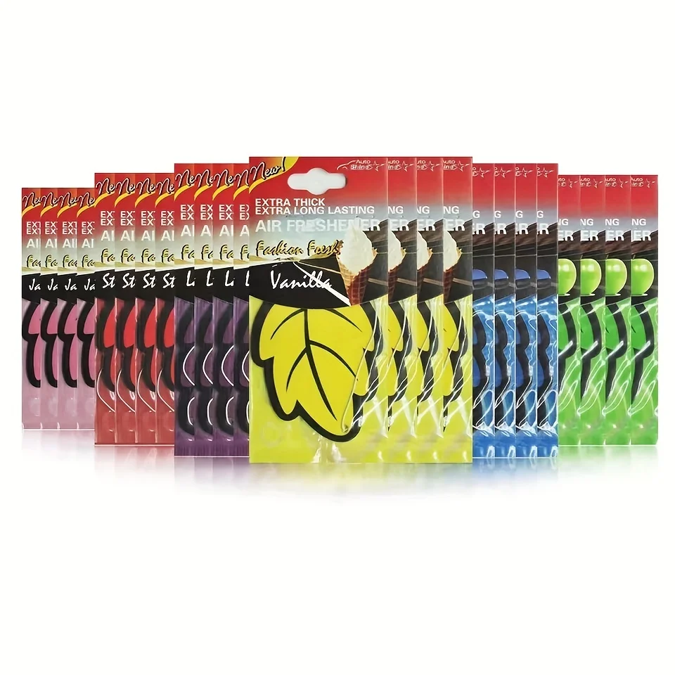 3-60 pezzi deodorante per auto carta da tè profumata naturale appesa automaticamente profumo di vaniglia fragranza a forma di foglia accessori per auto interni