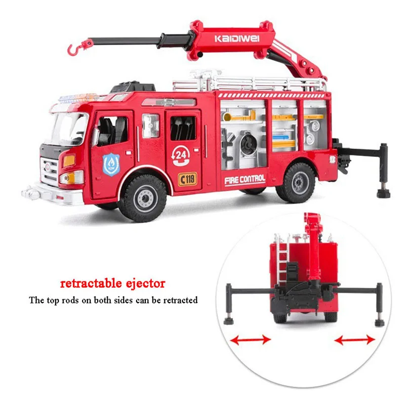 1:50 Simulation Alloy Diecast Fire Truck Toy City Rescue Vehicle Water Tanker Ladder Car Model Collection Child Boy Gift