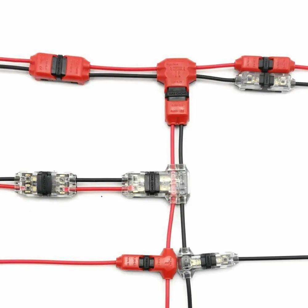 5pcs 2 Pin 2 Way With Lever Pluggable T Shape Conductor Terminal Block Cable Clamp Wire Wiring Connector Stripping Connector