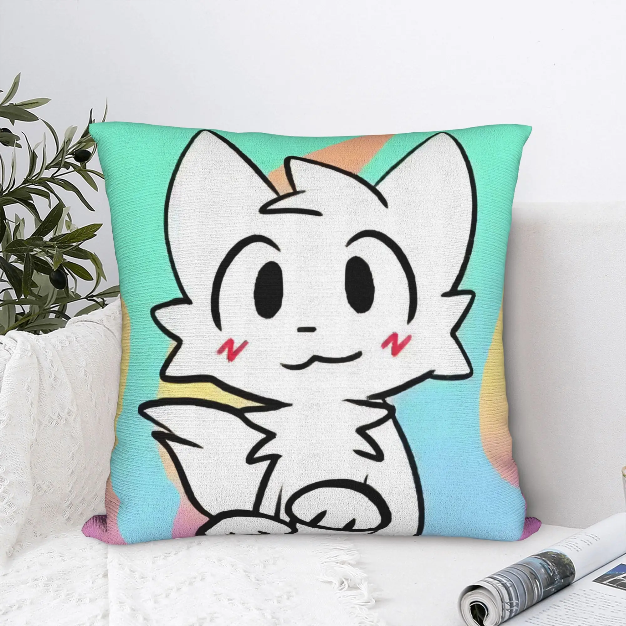 Boykisser Silly Cat Square Pillow Cases Cute Furry Cushion Covers Awesome Zippered Decor Pillowcase for Living Room 40x40cm