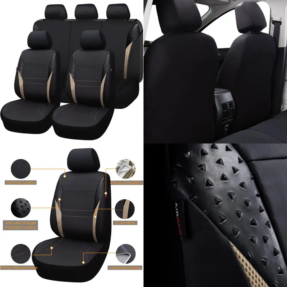

Flying Banner car seat Covers Protectors Full Set Synthetic Leather mesh Rear benc Split Fashion Woman Sporty Femal SUV Truck (B