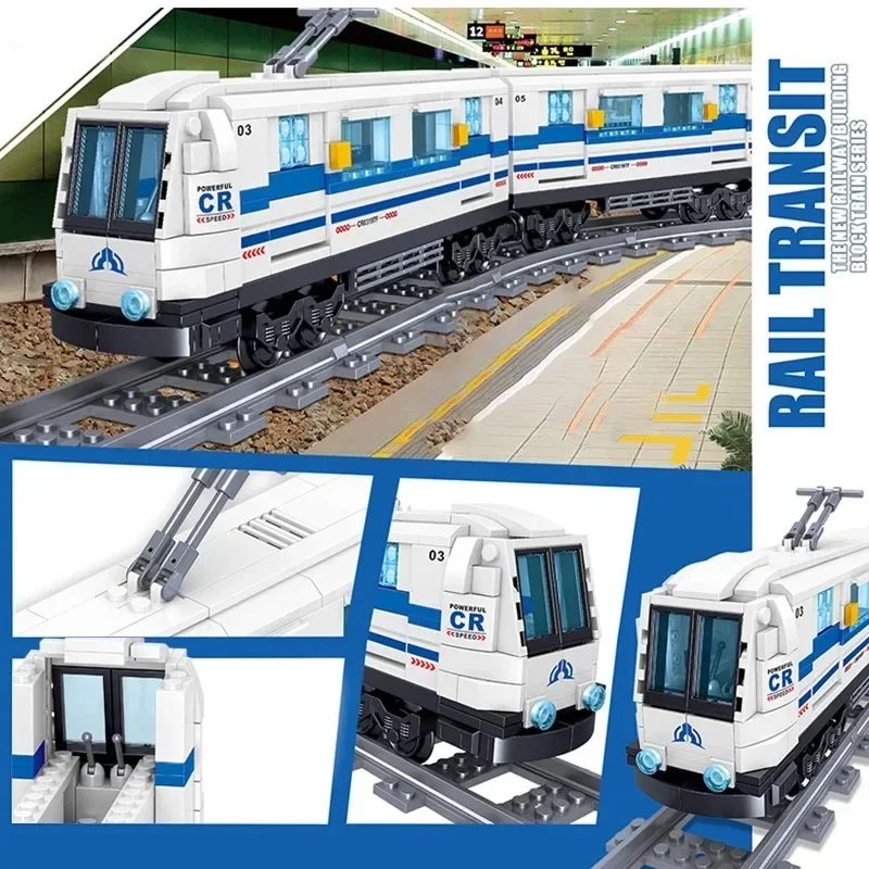 Blocchi di costruzione assemblati in treno urbano, modello di treno giocattolo per la costruzione di binari, regalo di natale/Halloween/vacanze/compleanno