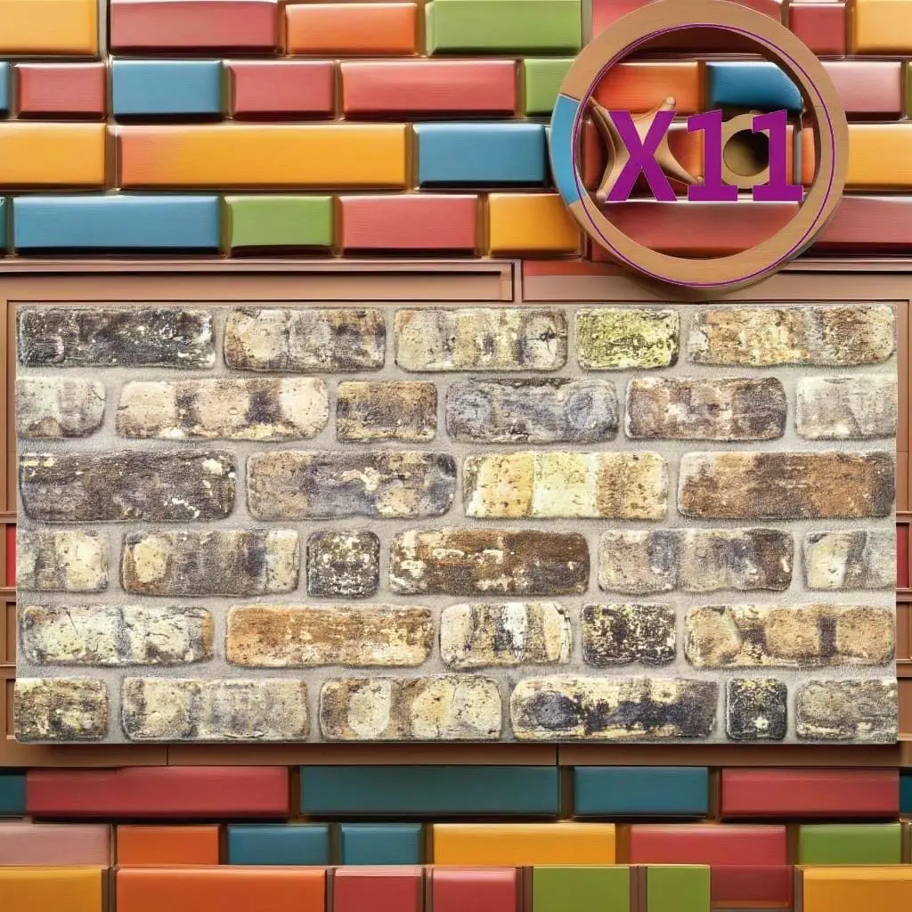 10 Pcs Multicolor Brick Design 3D Wall Panels - Stylish EPS Home Decor