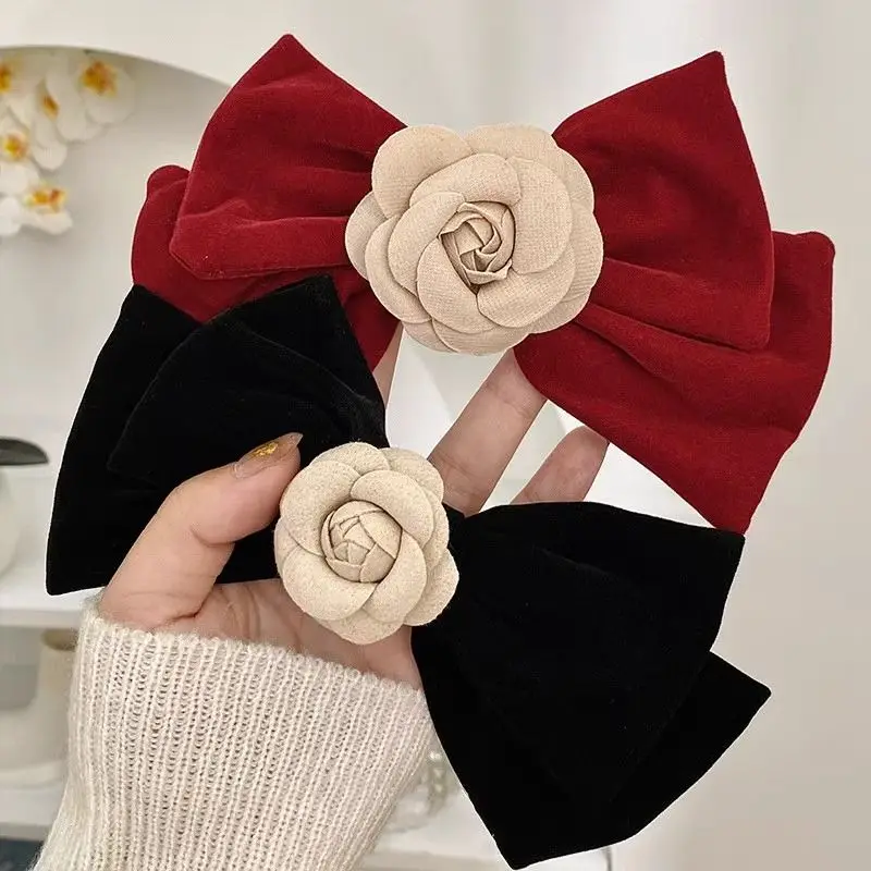 

1pc Velvet Mountain Camellia Hair Accessories Hair Hairpin Headwear Temperament Fleece Bow Hair Clip