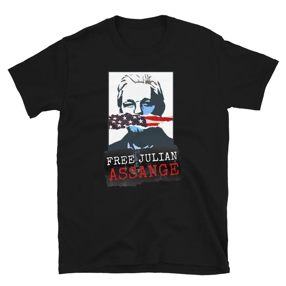 Julian Assange Print Wikileaks Political T-Shirt Men  Summer Cotton Short Sleeve O-Neck Men's Anime Graphic T-shir